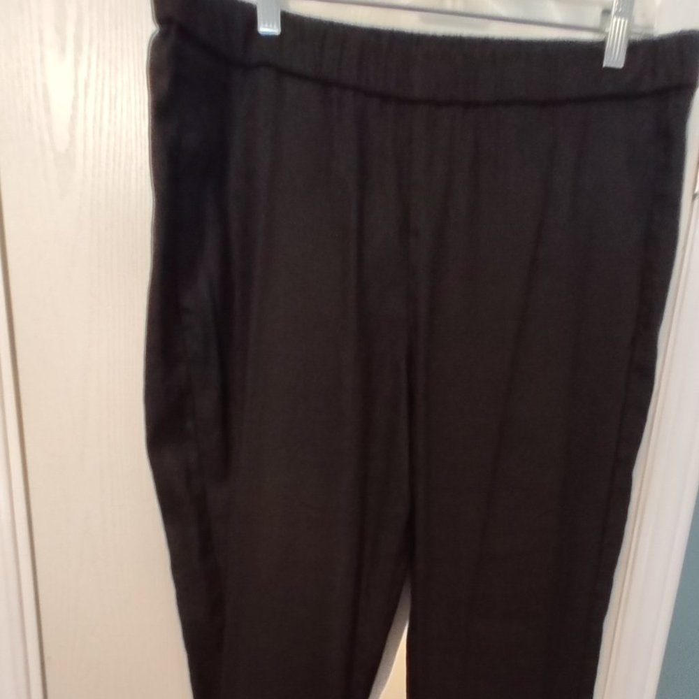 J Jill Women's Black Stretch Linen Pull-On Pant Size L
